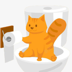 矢量上厕所拿抽纸的猫咪高清图片