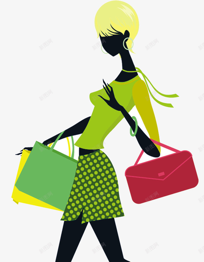 购物女郎png免抠素材_新图网 https://ixintu.com SHOPING 卡通人物 妇女节素材 时尚女郎 购物手提袋