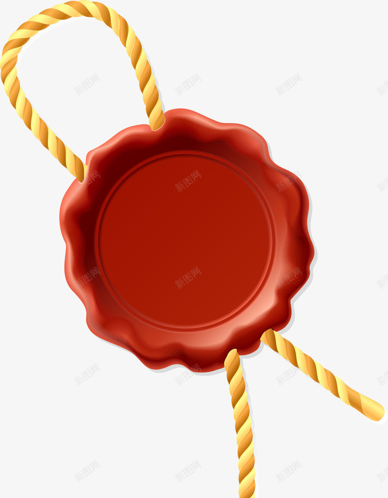 徽章火漆印png免抠素材_新图网 https://ixintu.com 信封 圆形 封印 封口蜡 封蜡 徽章 火漆 火漆印 红色 绳 绳子