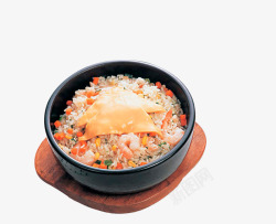 芝士饭石锅海鲜玉米胡萝卜蒸饭高清图片