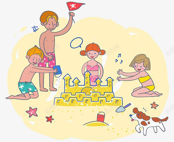 孩子在沙滩上png免抠素材_新图网 https://ixintu.com 卡通 孩子 沙丘 沙滩
