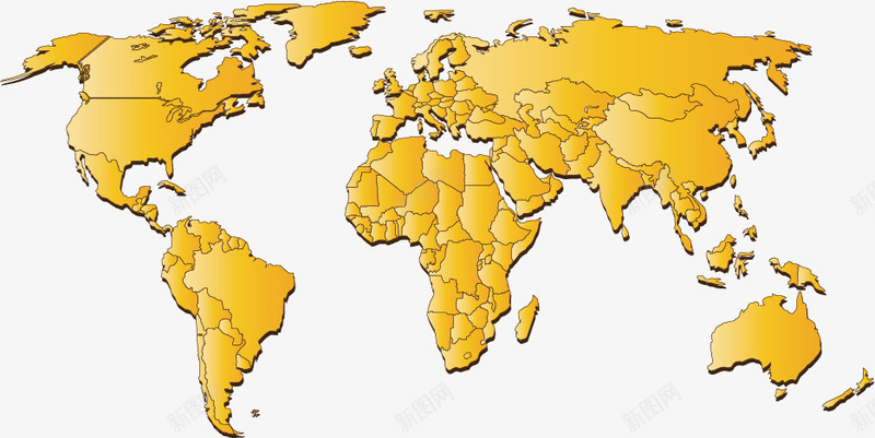 世界地图png免抠素材_新图网 https://ixintu.com 世界地图 国家 地理 版图 黄色