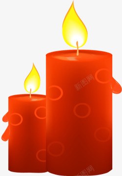 黄色烛火红色圆形生日蜡烛高清图片