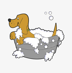 洗澡的小狗素材