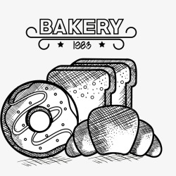 烘焙面包圈烘焙食品手绘素描高清图片