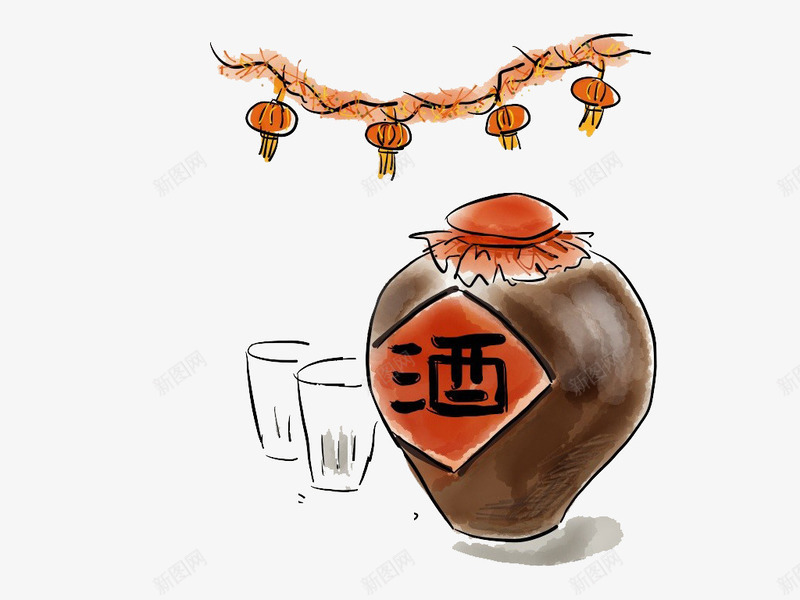 插画酒坛png免抠素材_新图网 https://ixintu.com 古风酒坛 就被 插画酒坛 酒坛 酒绳