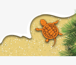 手绘插画沙滩黄色乌龟素材