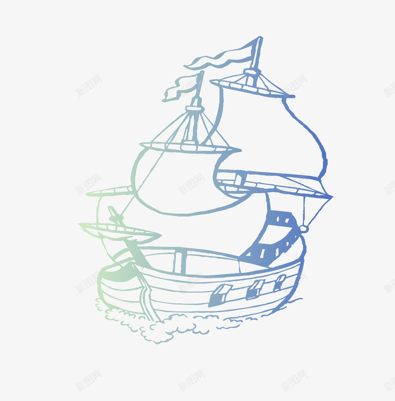 卡通手绘蓝色帆船图标png_新图网 https://ixintu.com 一帆风顺 卡通手绘 图案图标 帆船 扬帆起航 杨帆起航