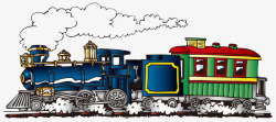 火车古老的卡通手绘古老的蒸汽式火车矢量图高清图片