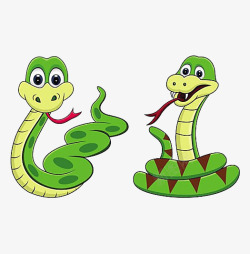 两条绿色的小蛇素材