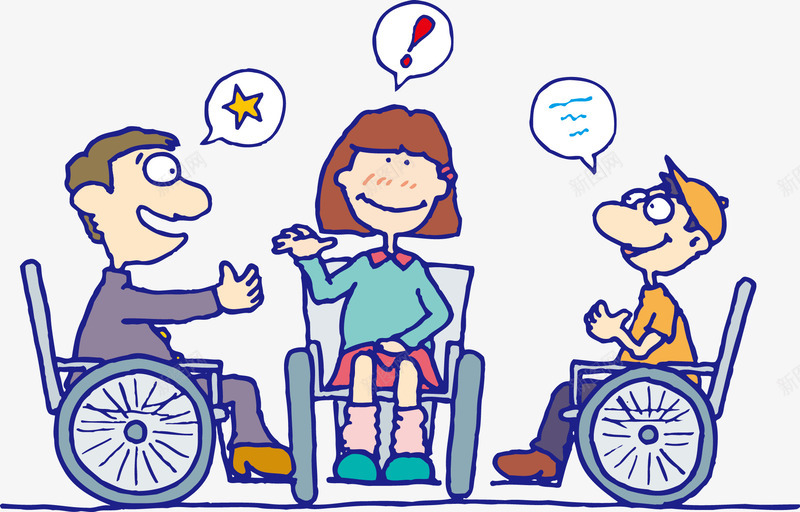 卡通残疾人png免抠素材_新图网 https://ixintu.com 关爱 关爱残疾人 卡通人物 弱势群体 爱护 聊天 轮椅