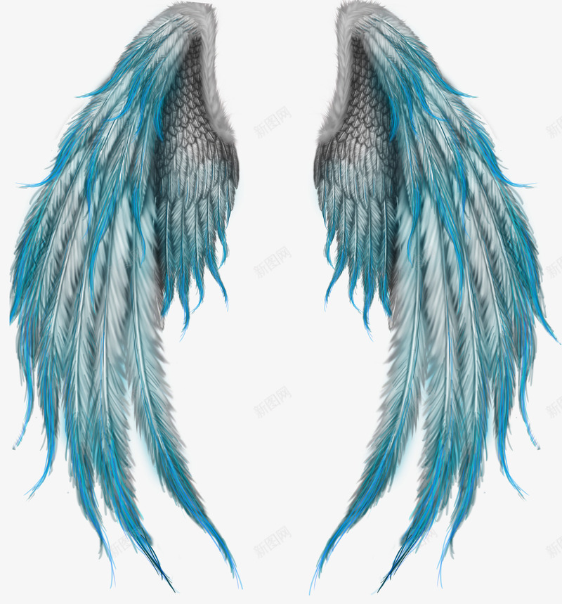 蓝色翅膀png免抠素材_新图网 https://ixintu.com 两个翅膀 写实 双翼 天使的翅膀 天使羽翼 孔雀蓝 羽毛 羽翼 翅膀 蓝色