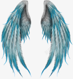 蓝色羽毛笔蓝色翅膀高清图片