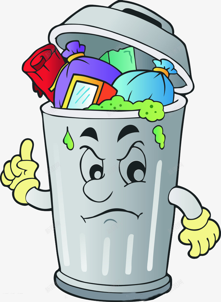 卡通垃圾桶png免抠素材_新图网 https://ixintu.com 卡通 垃圾桶 日常生活用品 清洁用品