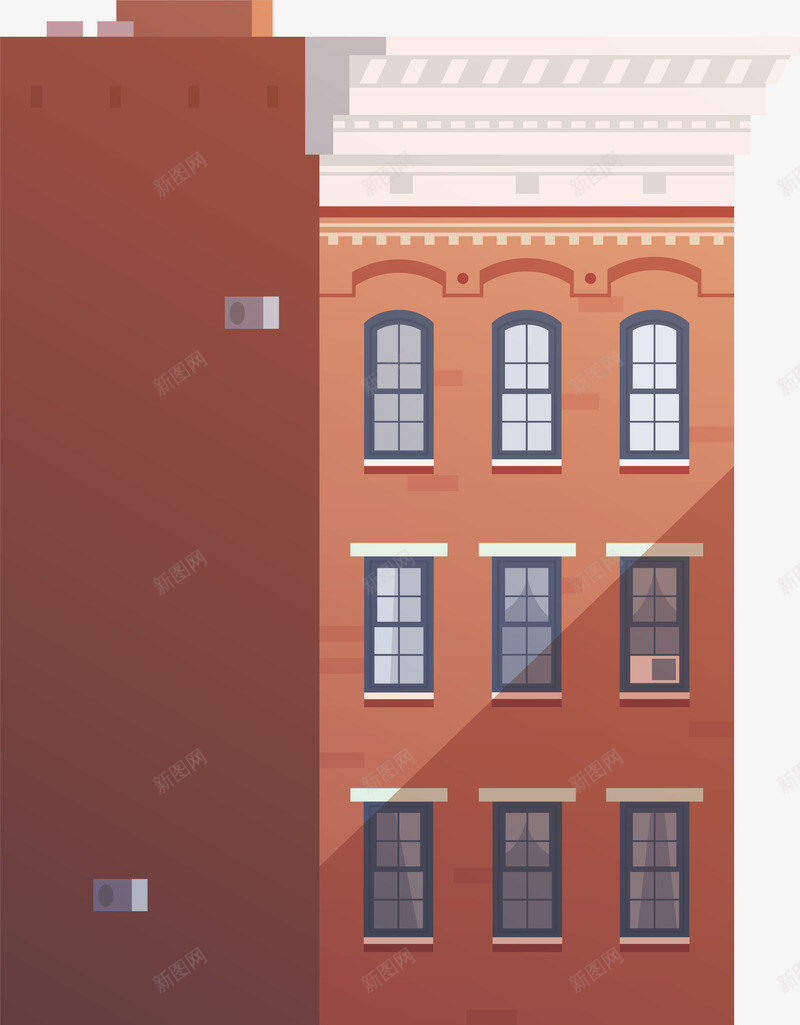 立体复古楼房png免抠素材_新图网 https://ixintu.com 卡通 城市建筑 复古 楼房 矢量图案 立体