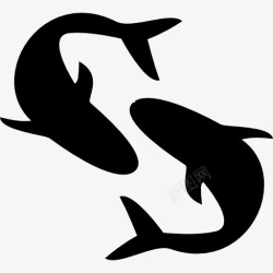 双鱼座符号双鱼星座象征两条鱼图标高清图片