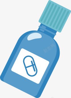 蓝色盖子装有常用药的药瓶矢量图高清图片
