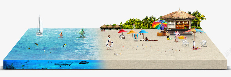 创意合成沙滩海边png免抠素材_新图网 https://ixintu.com 创意 合成 沙滩 海边