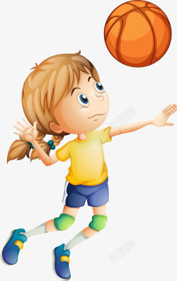 黄色的篮球儿童节打篮球的女孩高清图片