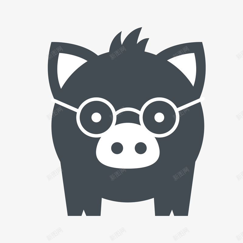 卡通时髦小猪png免抠素材_新图网 https://ixintu.com 一只小猪 平面 手绘 时髦小猪 艺术作品 黑色小猪