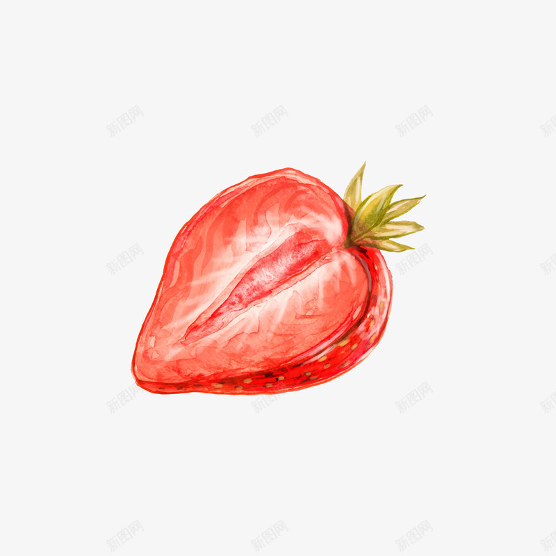 中间劈开的草莓矢量图ai免抠素材_新图网 https://ixintu.com 劈开 水果 矢量草莓 红色 绿色 草莓 矢量图