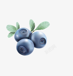 手绘平面熊果苷蓝莓素材