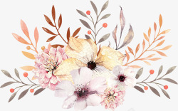 清新花卉手绘水彩花草装饰高清图片