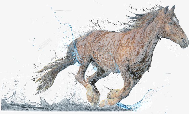 奔跑的马png免抠素材_新图网 https://ixintu.com 动物 奔跑 奔跑的马 水纹 马