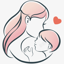 母亲亲吻婴儿插画可爱母婴插画图标高清图片