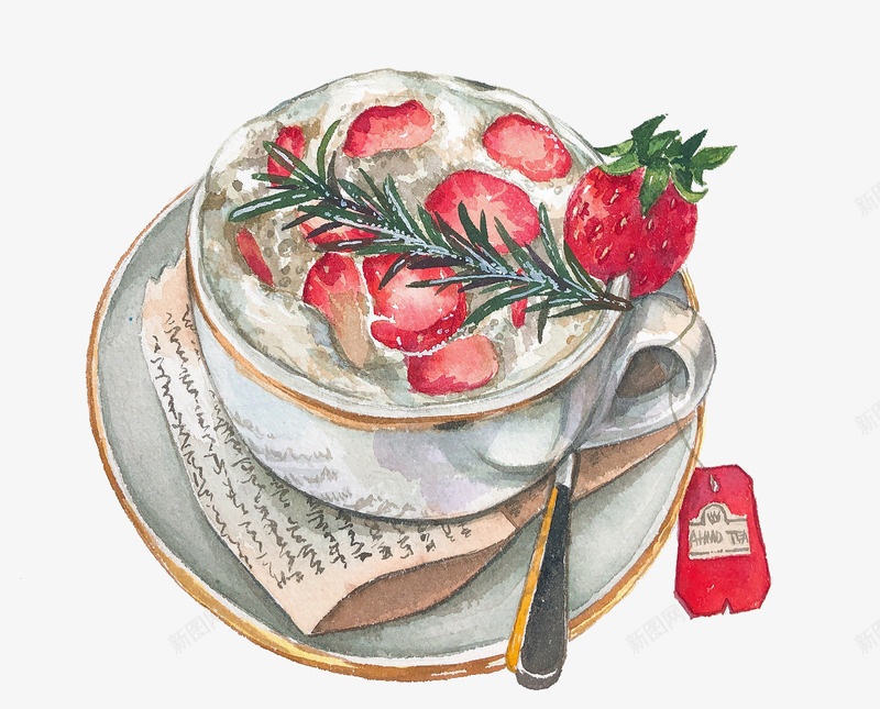 手絵草莓奶茶png免抠素材_新图网 https://ixintu.com 卡通 手絵 招牌奶茶 甜品 食物