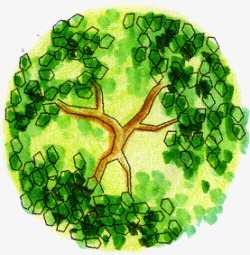 绿树手绘艺术大树平面素材