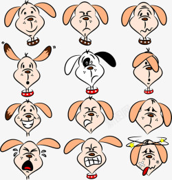 12种卡通手绘12种长耳朵小狗的表情高清图片