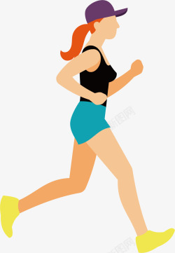简单漫画跑步女人矢量图高清图片