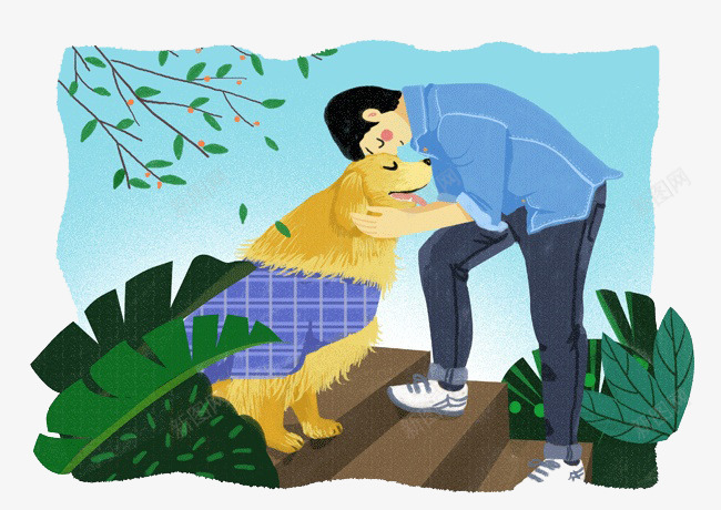 人与动物友好相处png免抠素材_新图网 https://ixintu.com 人物 创意 动物 图画 熊 男人 绘画 绿叶子 绿色
