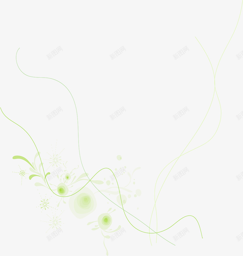 清凉绿色花卉曲线装饰png免抠素材_新图网 https://ixintu.com 曲线 清凉 绿色 花卉 装饰