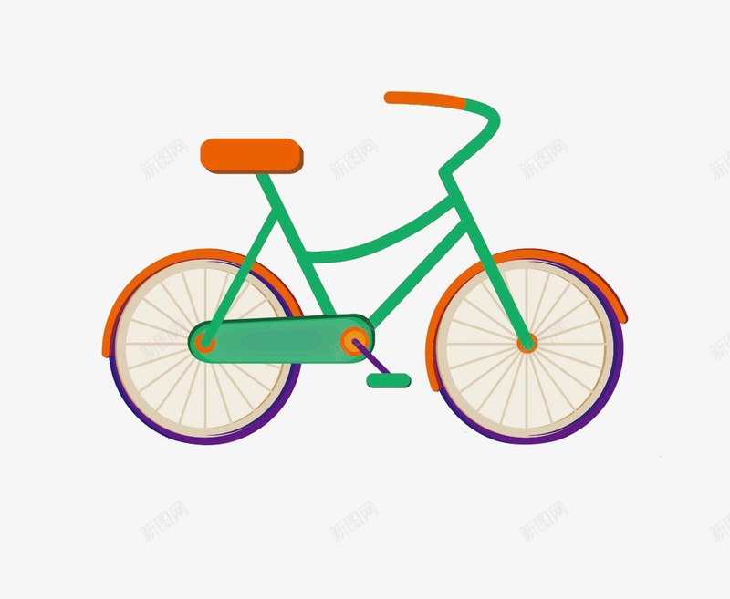 卡通自行车png免抠素材_新图网 https://ixintu.com 交通工具 彩色脚踏车 脚踏车 自行车 马路