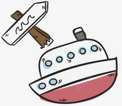 涂鸦轮船指路牌轮船旅游出行元素图标高清图片