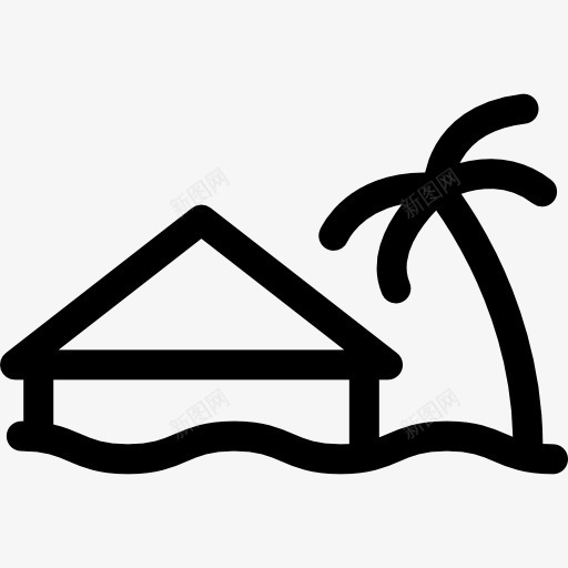 岛上的房子图标png_新图网 https://ixintu.com 大海 建筑 棕榈树 沙滩 热带度假