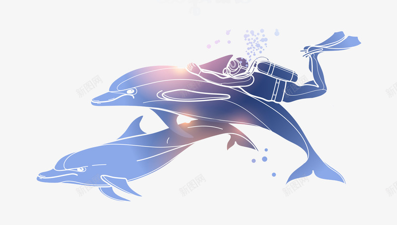海豚与潜水员矢量图ai免抠素材_新图网 https://ixintu.com 氧气 海洋生物 海豚 深海 潜水 美丽 蓝色 矢量图