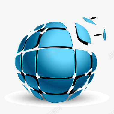 蓝色立体球体图标图标