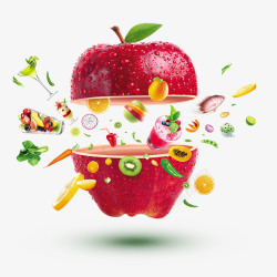水果味饮品切开的苹果高清图片