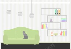 客厅沙发猫矢量图素材