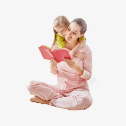 人像看书的母女温馨素材