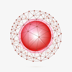 红色科技网格线条球素材