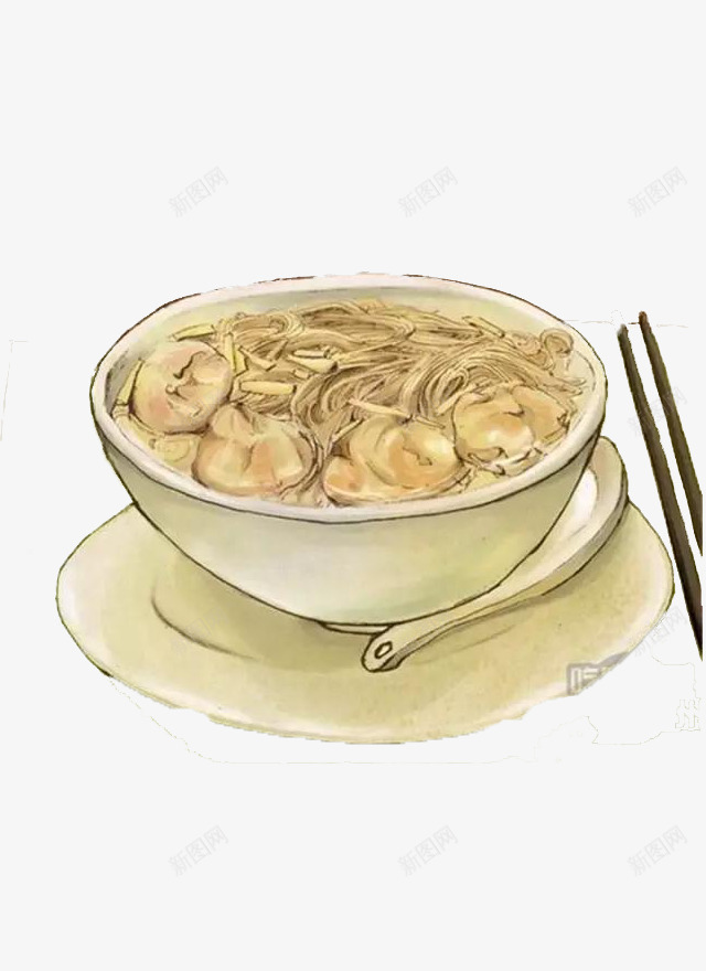 美味的馄饨png免抠素材_新图网 https://ixintu.com 勺子 卡通 卡通馄饨 可口 手绘 盘子 筷子 美味 馄饨