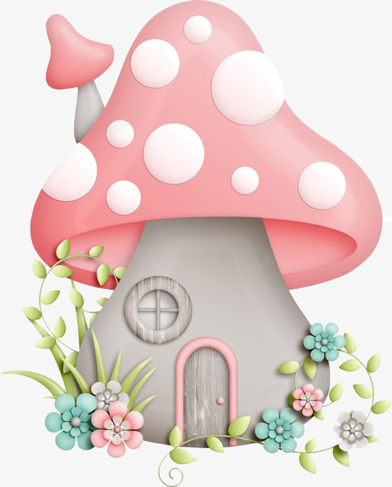 蘑菇房子png免抠素材_新图网 https://ixintu.com 创意 卡通 手绘 蘑菇房子