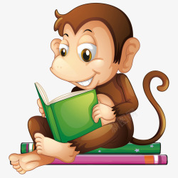 看书的猴子矢量图素材