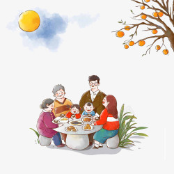 抽象幸福一家人中秋节团聚高清图片
