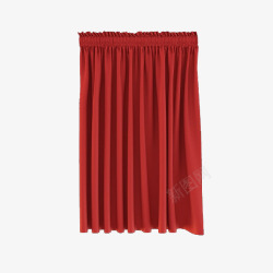 红色半边窗帘素材