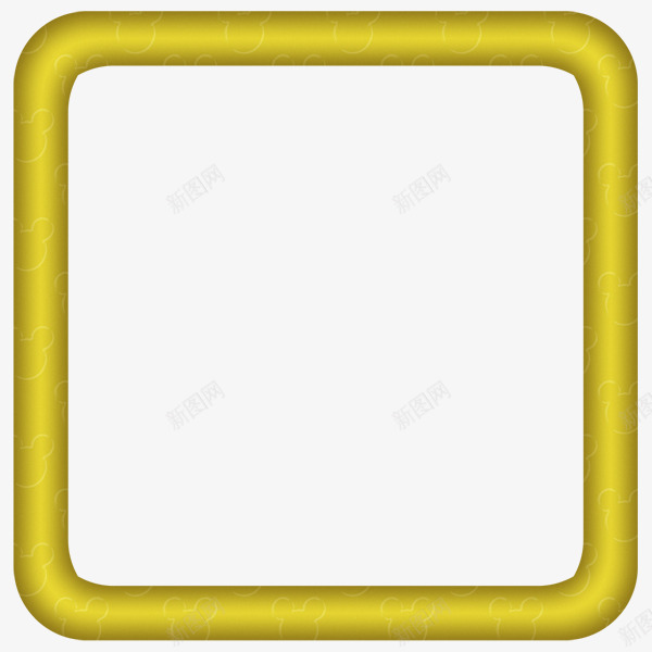 黄色正方形边框png免抠素材_新图网 https://ixintu.com 手绘 相框 边框 黄色